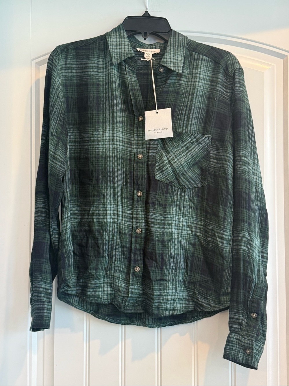 NWT Beachlunchlounge livvy plaid button down shirt